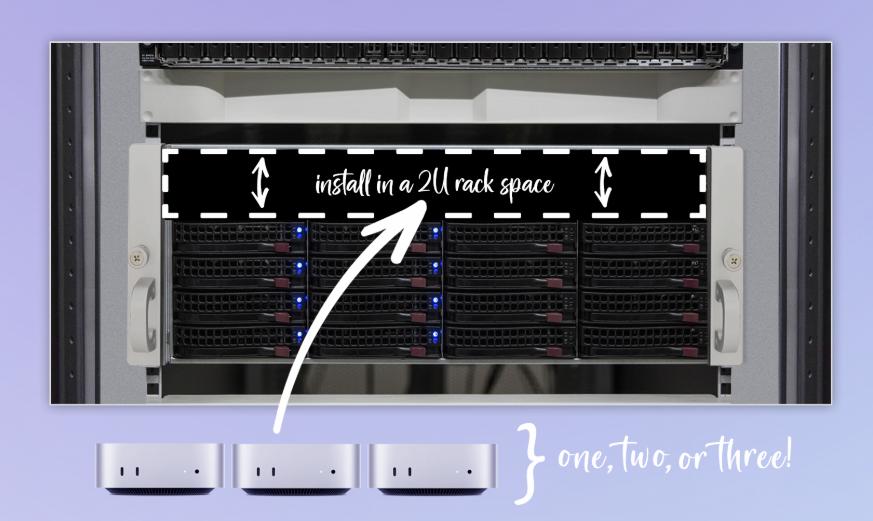 RackMac mini (2024+) – 2U Rackmount Enclosure for Up to Three Mac mini Computers RackMac mini (2024+) – 2U Rackmount Enclosure for Up to Three Mac mini Computers